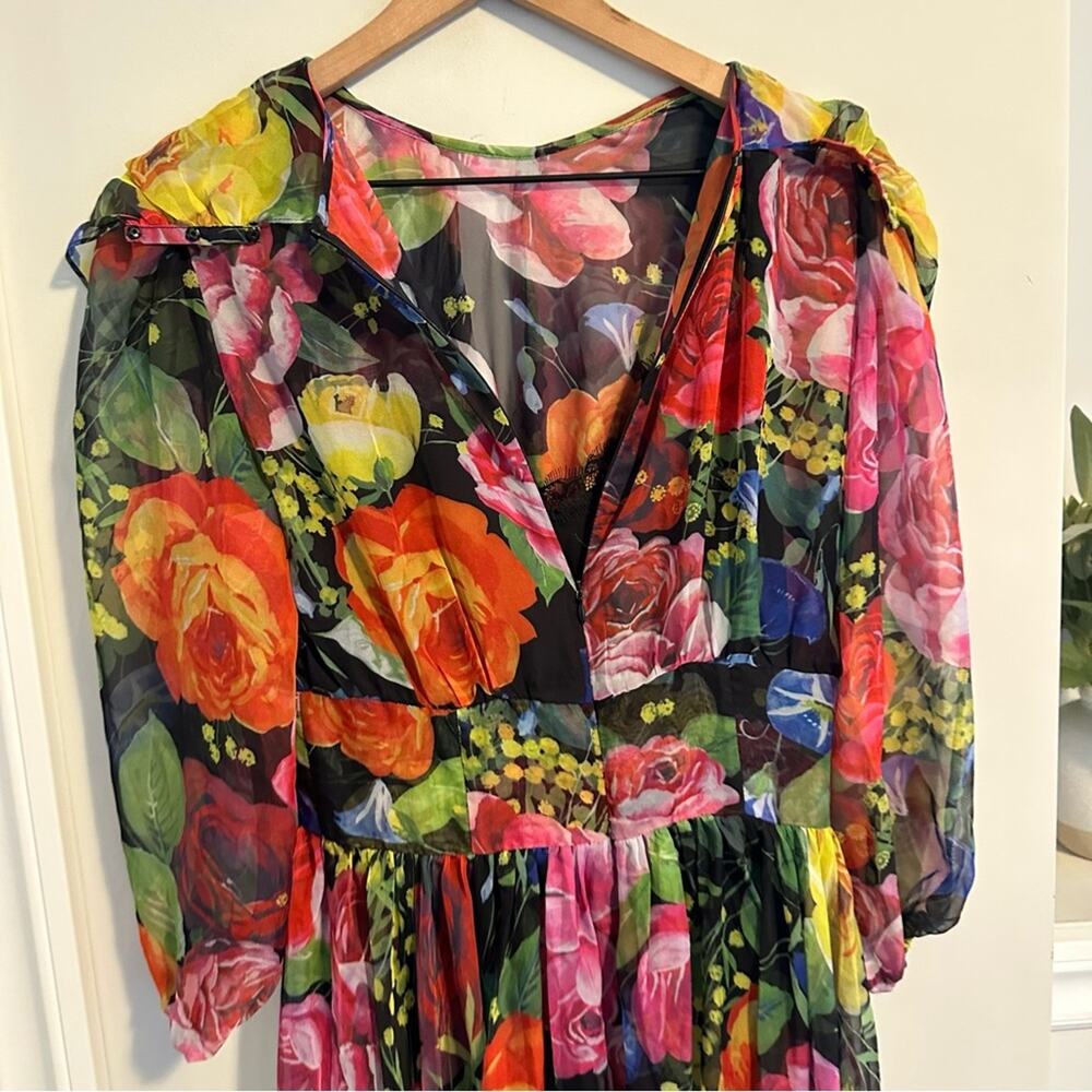 Multicolored Floral Organza Maxi Dress XS/S - Picture 9 of 11
